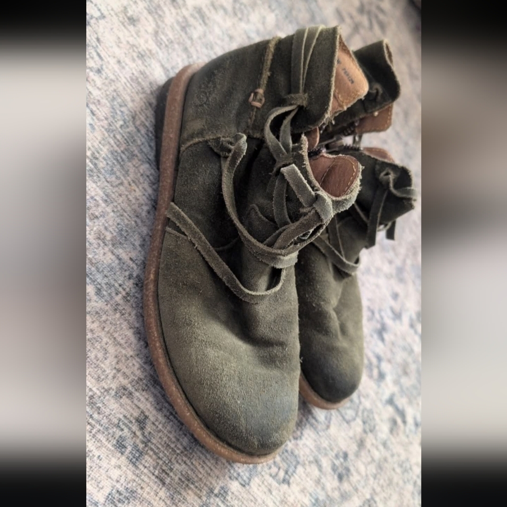 Dark Green Suede Ankle Boots